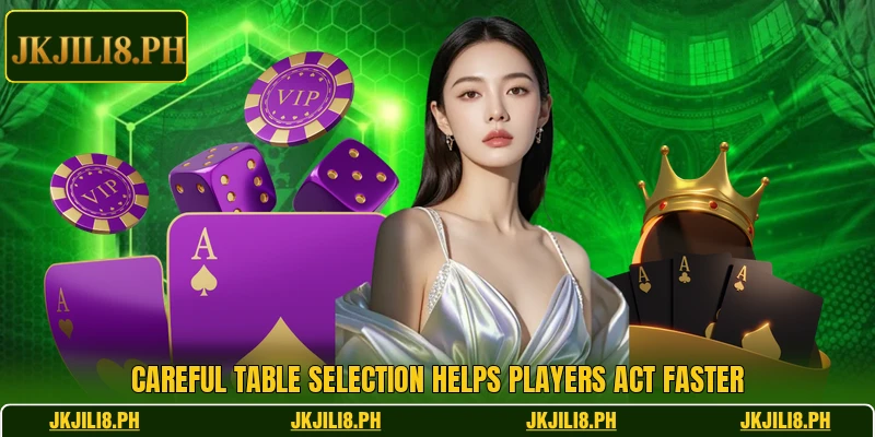 Careful table selection helps players act faster Careful table selection helps players act faster