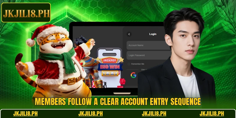 Members follow a clear account entry sequence