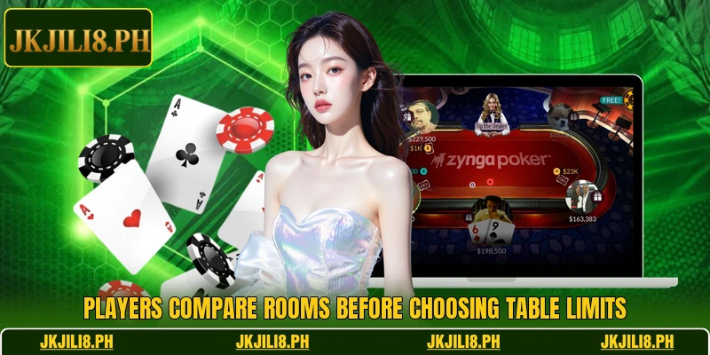 Players compare rooms before choosing table limits Players compare rooms before choosing table limits