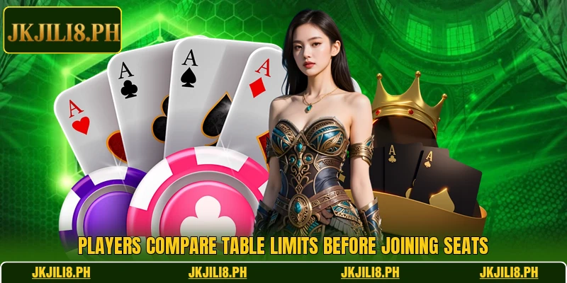 Players compare table limits before joining seats Players compare table limits before joining seats